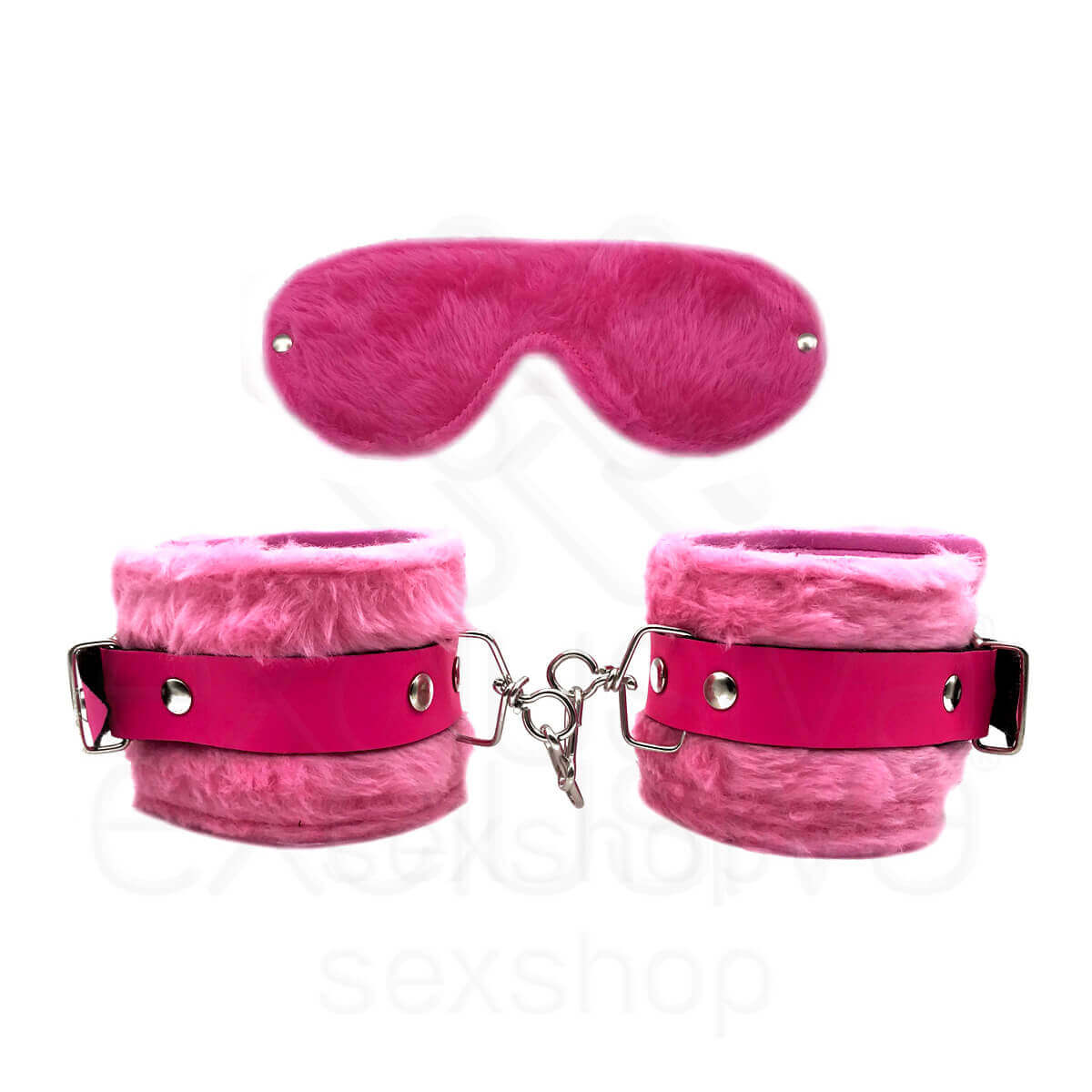 Kit Sadomasoquismo com Algema e Venda em Pelúcia - Brasil Fetiche | Disponível em 8 Cores - 11