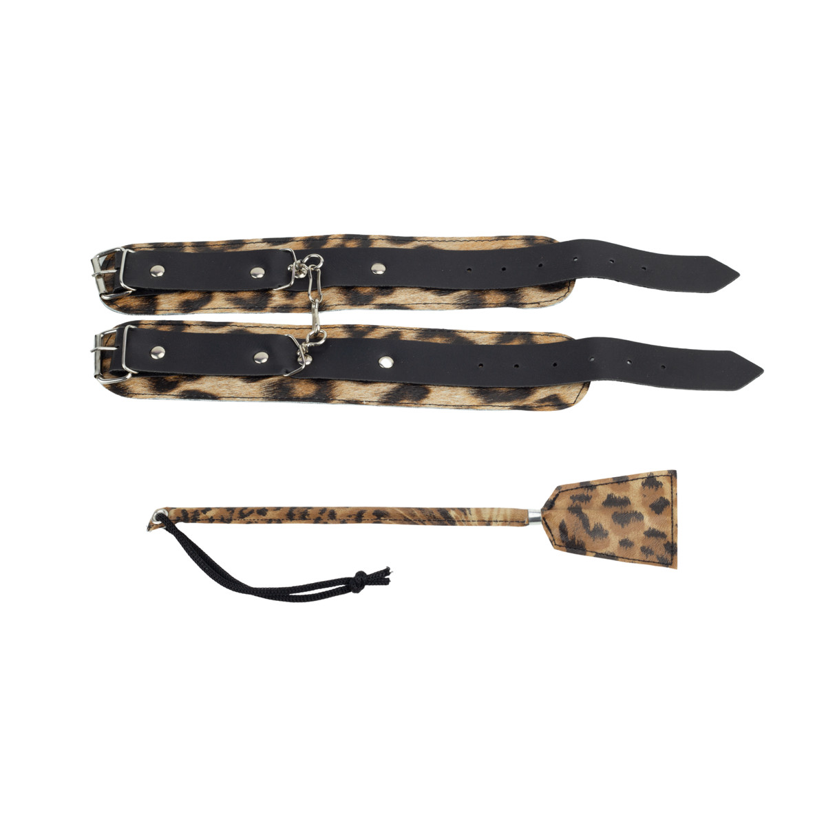 Kit Sensual com Algemas e Chibata em Couro Sintético - Brasil Fetiche | Disponível em 6 Cores - 24