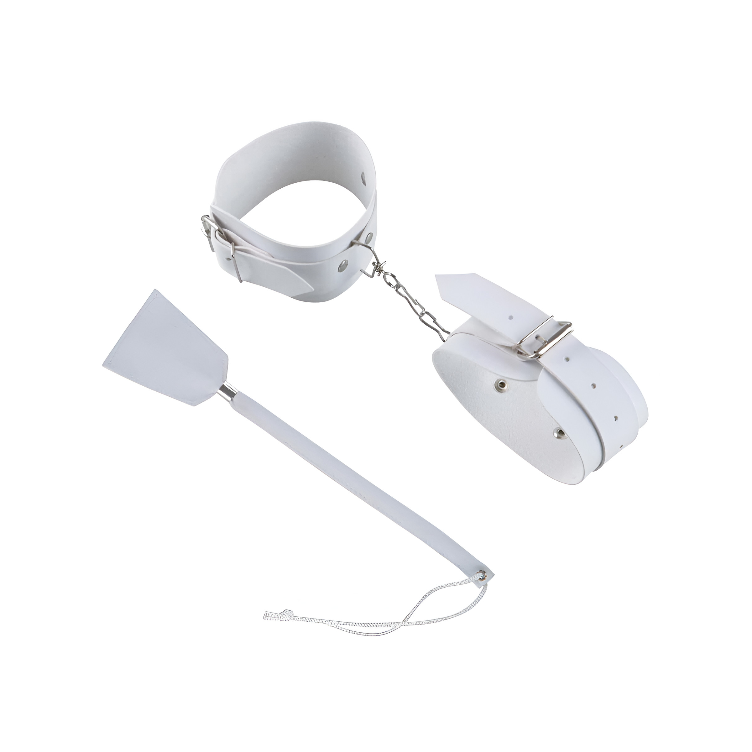 Kit Sensual com Algemas e Chibata em Couro Sintético - Brasil Fetiche | Disponível em 6 Cores - 1