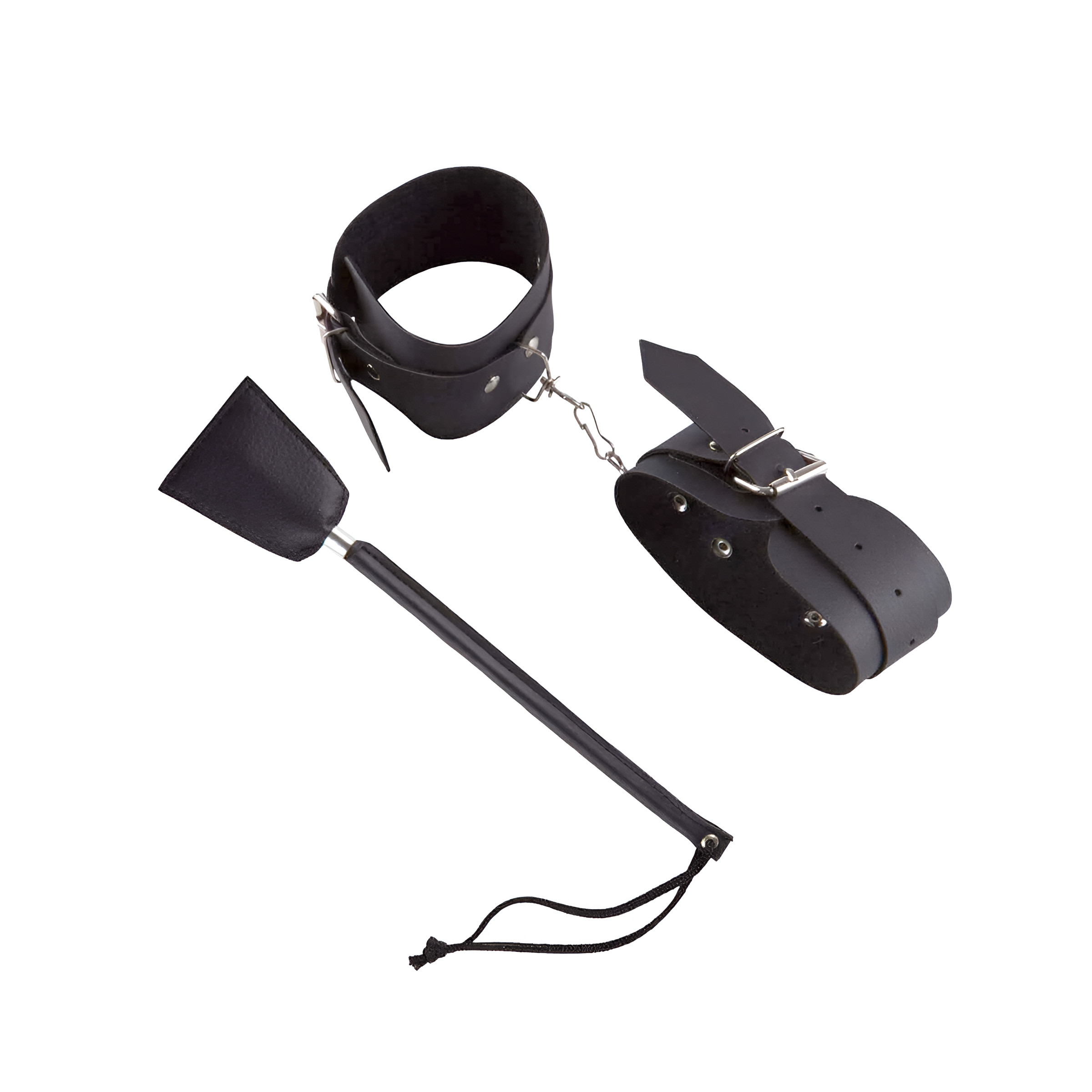 Kit Sensual com Algemas e Chibata em Couro Sintético - Brasil Fetiche | Disponível em 6 Cores - 15