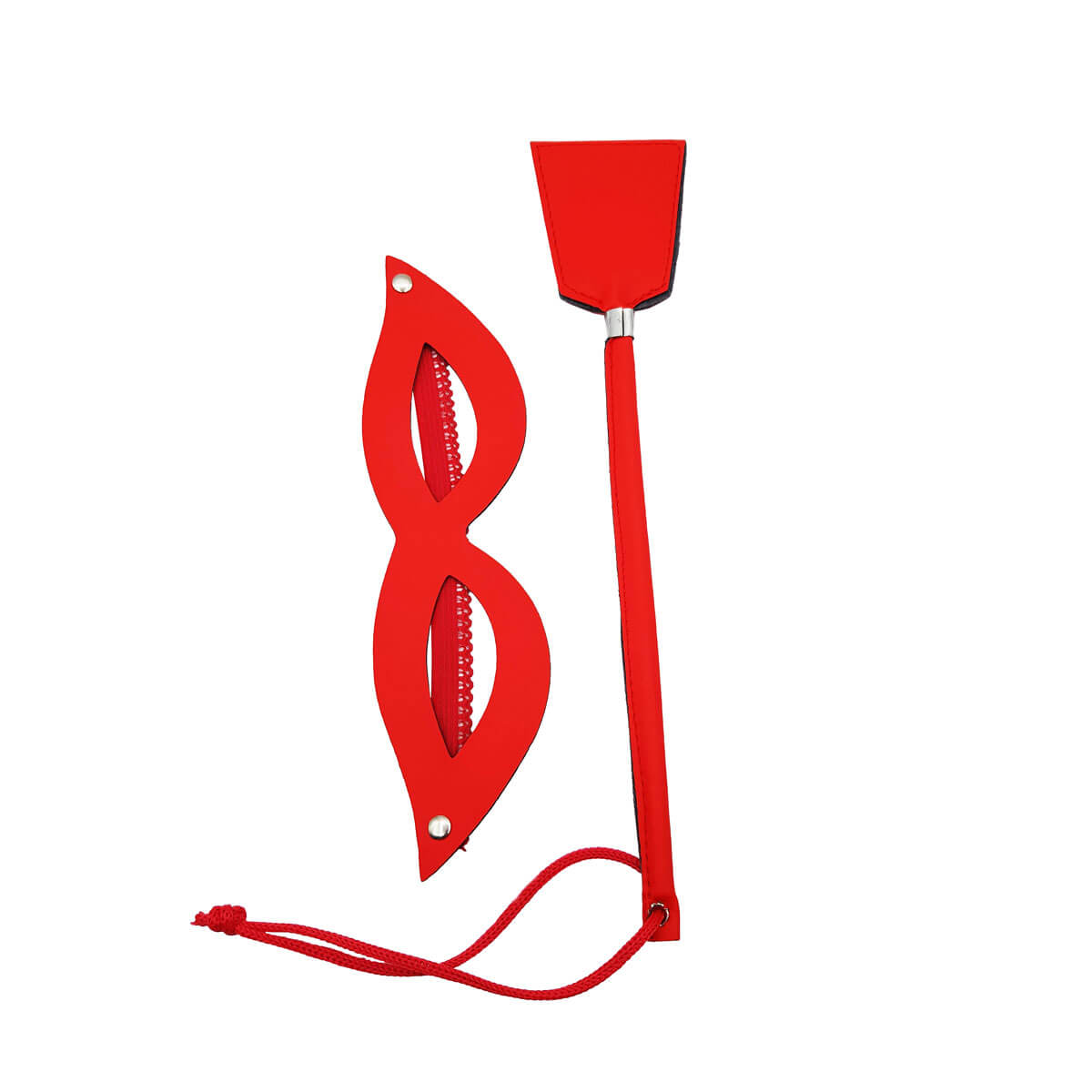 Kit Tiazinha Máscara e Chibata com Alça Feito em Couro Sintético - Brasil Fetiche | Disponível em 5 Cores - 5