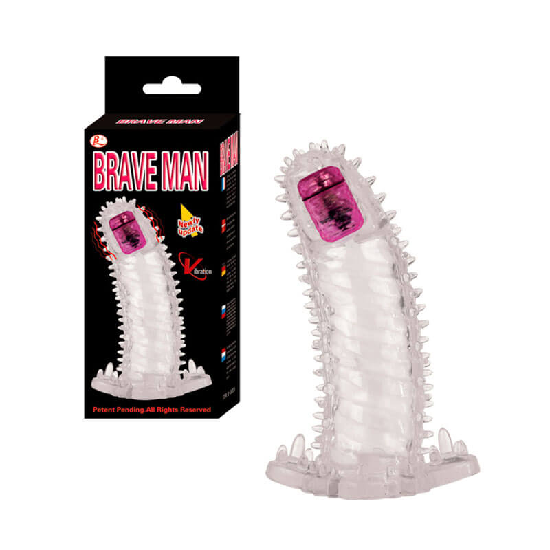 Brave Man - Capa Peniana em Silicone com Cápsula Vibratória e Vibração Única - 13,5 x 3,5 cm - 1