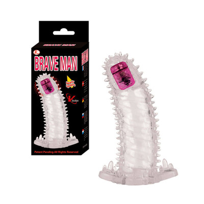 Brave Man - Capa Peniana em Silicone com Cápsula Vibratória e Vibração Única - 13,5 x 3,5 cm