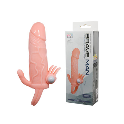Capa Peniana com Estimulador de Clítoris, Vibro e Anel para Escroto - LyBaile Brave Man | 11,5 x 3,6 cm
