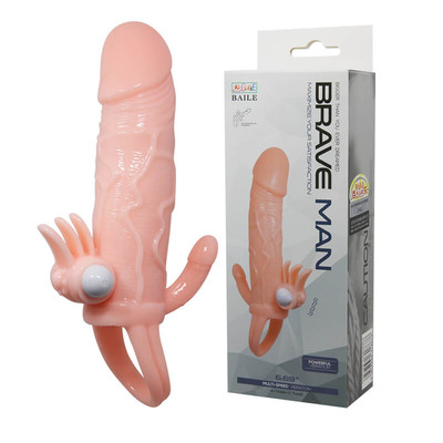 Capa Peniana com Estimulador de Clítoris, Vibro e Anel para Escroto - Brave Man | 11,5 x 3,6 cm
