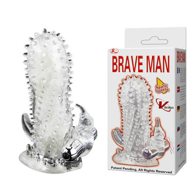 Foto 1 do produto Brave Man - Capa Peniana em Silicone com Nódulos Massageadores, vibração e Estimulador de Clítoris - 14,5 X 4 CM