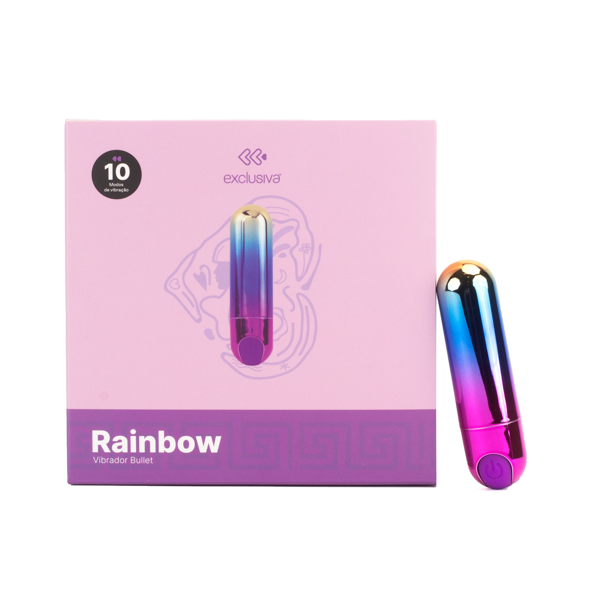 Bullet em ABS com 10 Modos de Vibração, Recarregável - Exclusiva Rainbow | 7,5 x 2 cm - 2