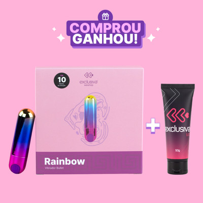 Bullet em ABS com 10 Modos de Vibração, Recarregável - Exclusiva Rainbow | 7,5 x 2 cm