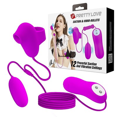 Bullet com Dedeira Estimuladora de Clitóris em Silicone com 12 Modos de Vibração, 12 Níveis de Pulsação e Controle Remoto com Fio - Pretty Love