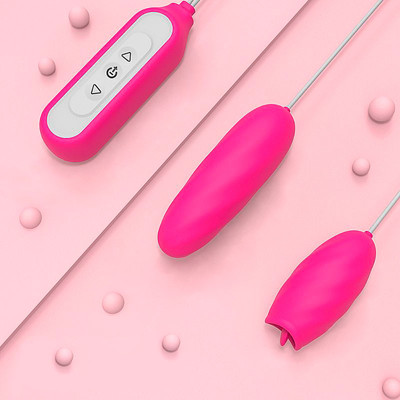 Bullet Estimulador de Clítoris Recarregável com 2 Cápsulas Vibratórias em Silicone, 9 Modos de Vibração e Controle com Fio - S-Hande Lycoris | Disponível em 2 Cores