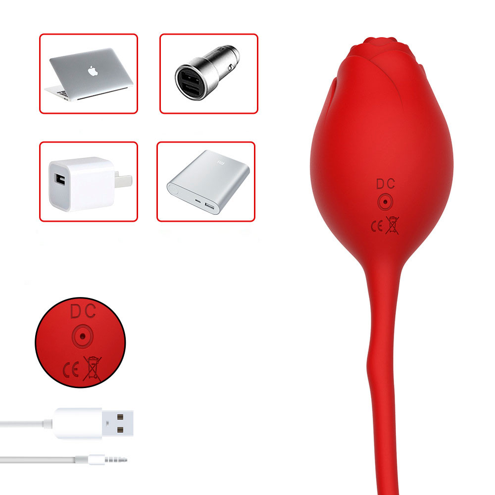 Bullet Recarregável em Silicone com Formato de Rosa, 12 Modos de Vibrações  Controle Remoto Sem Fio - Vip Mix | 6,2 x 3,8 cm - 4