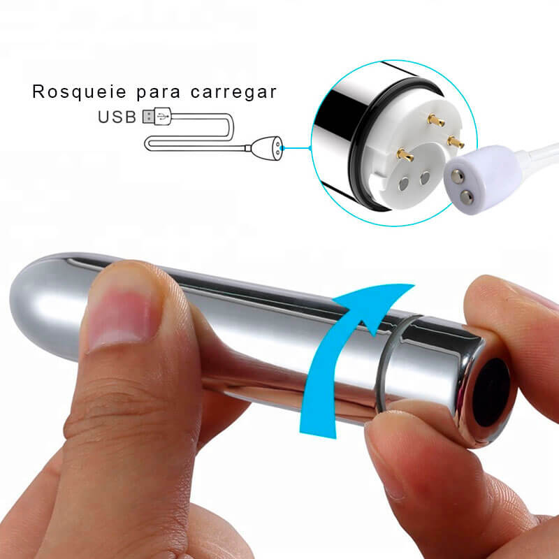 Bullet Vibrator - Cápsula Vibratória em ABS com 7 Modos de Vibração e Carregamento via Cabo USB Magnético - 7,2 x 1,8 cm - 3