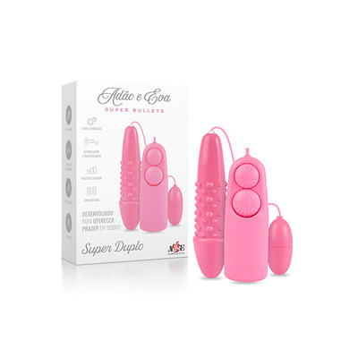 Foto 1 do produto Bullets Vibratórios em ABS com Multivelocidade e Cerdas Massageadoras - Adão & Eva Super Duplo