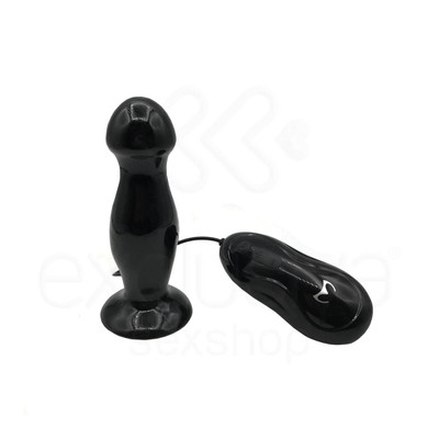 Foto 2 do produto Plug Anal em TPR com 12 Modos de Vibração, Controle Remoto com Fio e Base em Ventosa - Love Nest Butt Plug One |  9,7 x 3,3 cm