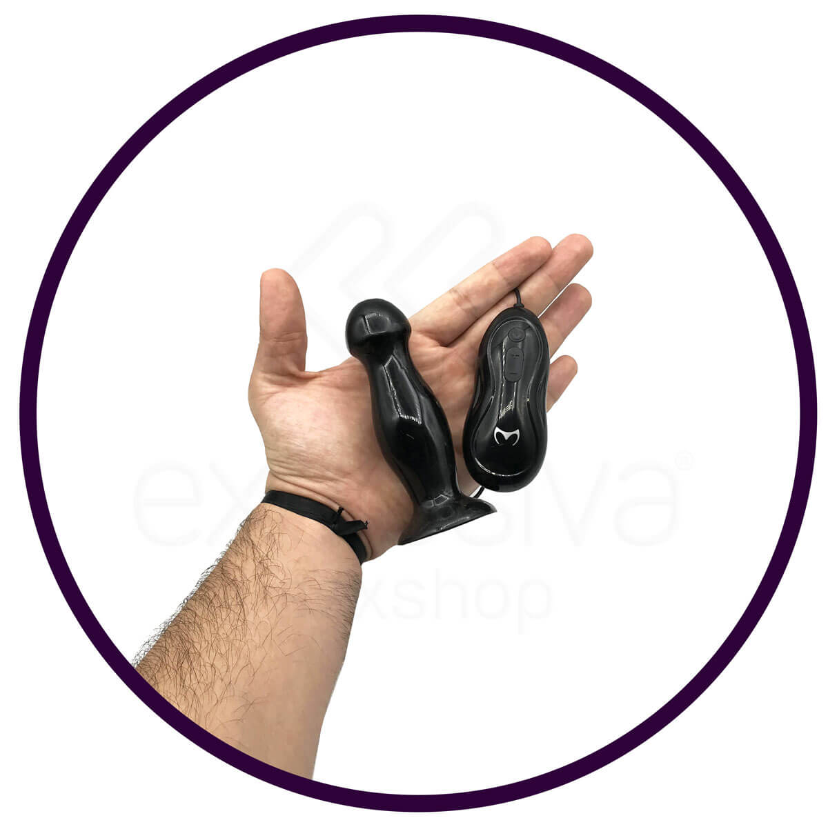 Plug Anal em TPR com 12 Modos de Vibração, Controle Remoto com Fio e Base em Ventosa - Love Nest Butt Plug One |  9,7 x 3,3 cm - 5