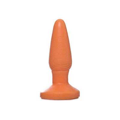Foto 1 do produto Plug Anal Cônico com Textura Massageadora e Base Achatada - Butt Plug | 11,8 x 3,9 cm | Cor: Bege