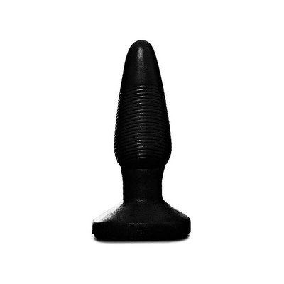 Foto 2 do produto Plug Anal Cônico com Textura Massageadora e Base Achatada - Butt Plug | 11,8 x 3,9 cm | Cor: Preto