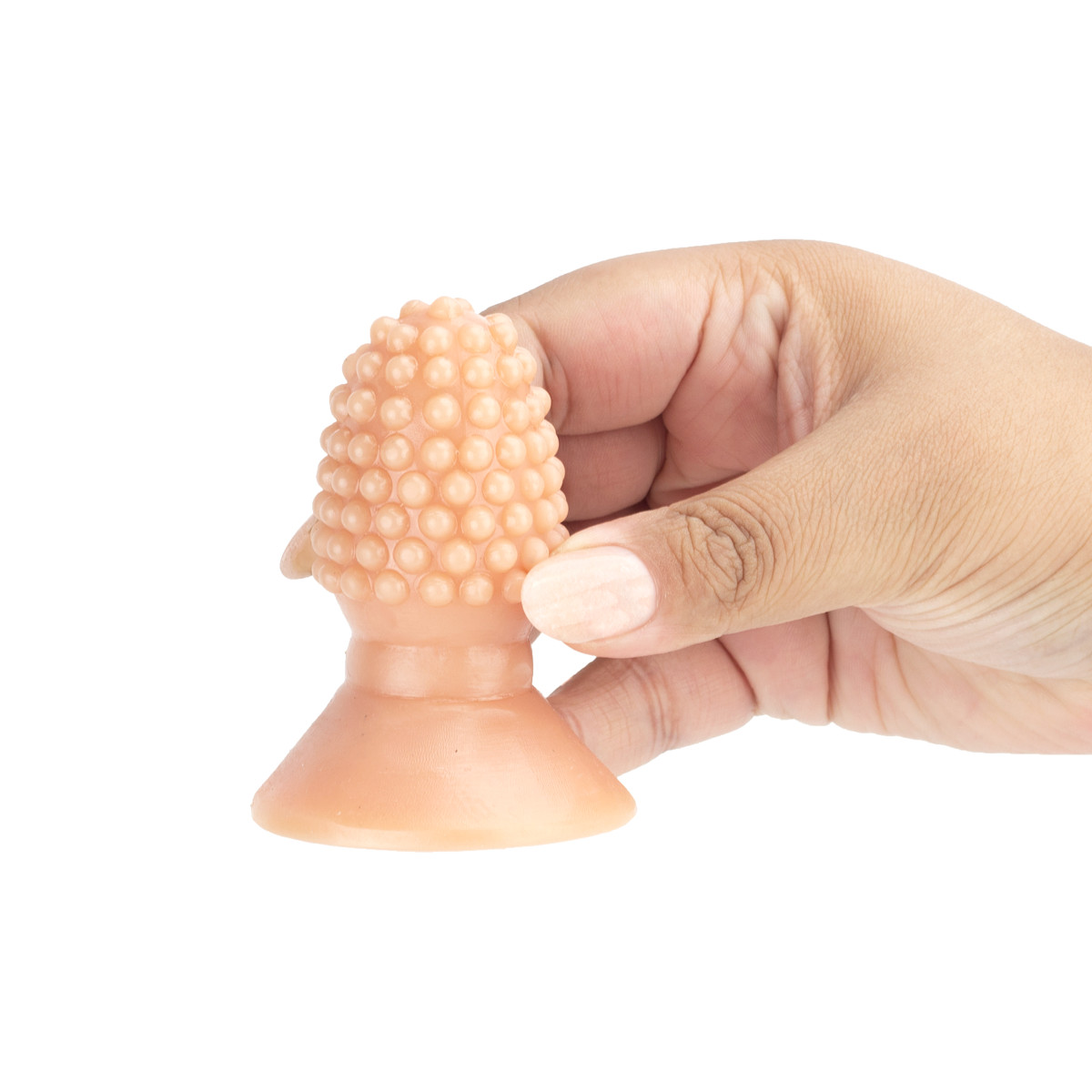 Plug Anal Arredondado com Nódulos e Base Achatada - Butt Plug | 5,8 x 3,5 cm | Cor: Bege - 4