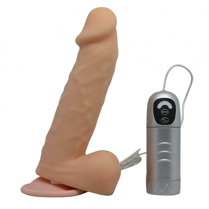 Caesar Treasure - Pênis Realístico em Silicone com Escroto, Ventosa e 7 Modos de Pulsação que Imitam o Movimento de Vai e Vem - 15 x 4,5 cm - 2