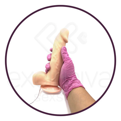 Caesar Treasure - Pênis Realístico em Silicone com Escroto, Ventosa e 7 Modos de Pulsação que Imitam o Movimento de Vai e Vem - 15 x 4,5 cm