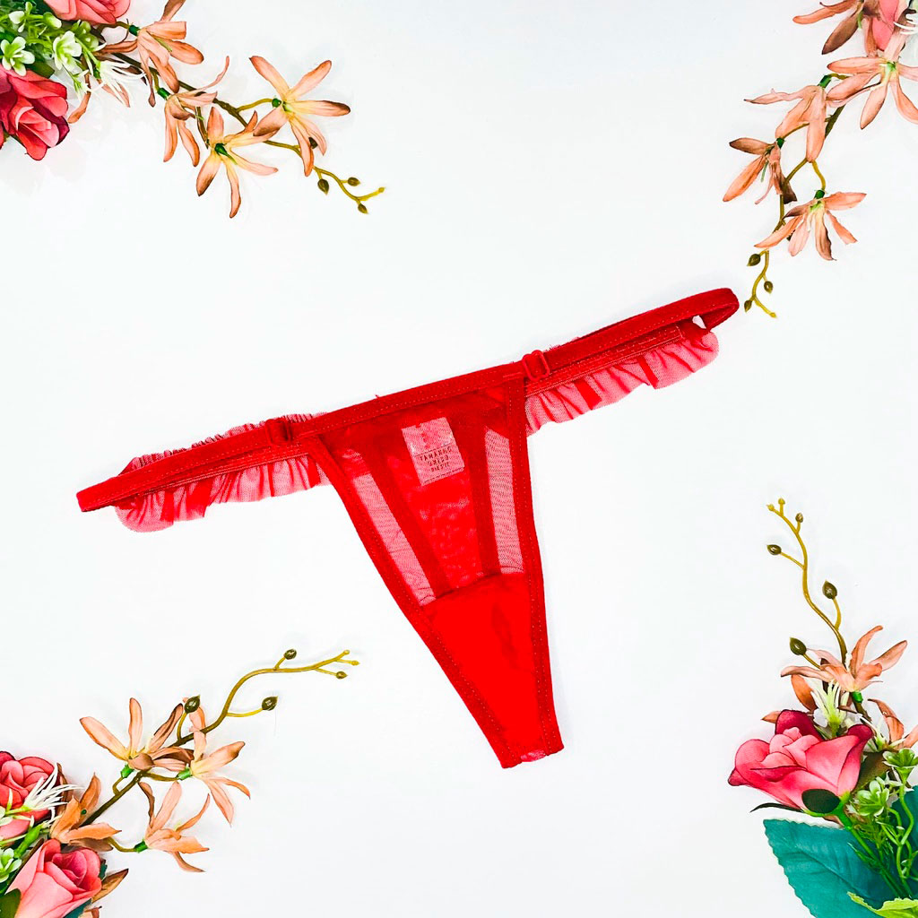 Calcinha Fio Afrodisíaco em Tule com Babadinho - Amor e Sedução Love Fio| Disponível em 6 Cores no Tamanho Único - 2