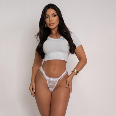 Calcinha Fio Dental Duplo em Renda e Detalhes de Babados - Exclusiva Lingerie | Disponível em 4 Tamanhos e 3 Cores