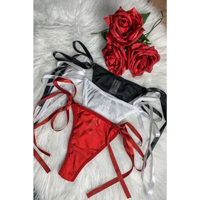 Foto 13 do produto Calcinha Fio Dental em Tule com Laterais de Fitas de Cetim - Exclusiva Lingerie | Disponível em 3 Cores e 4 Tamanhos