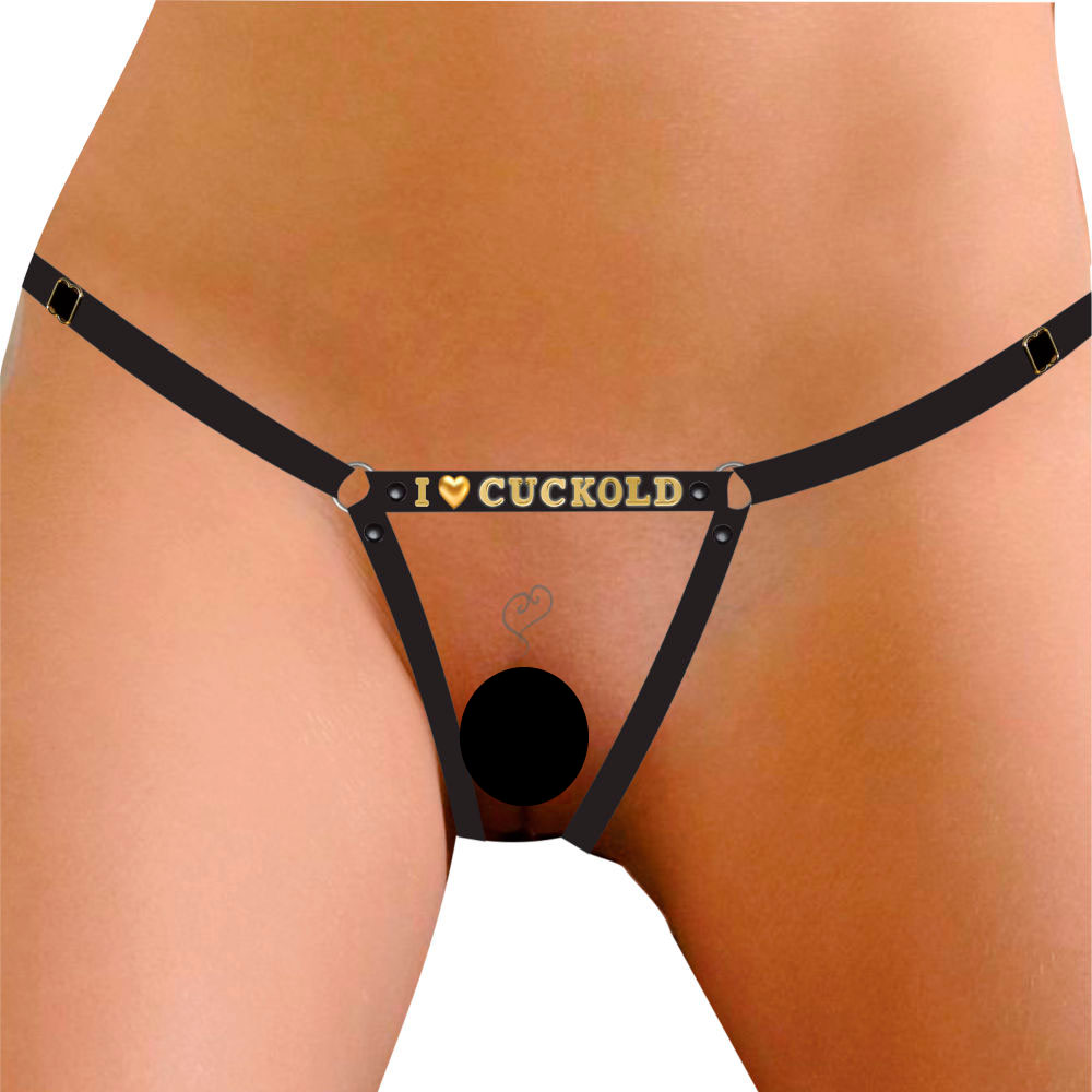 Calcinha Fio Dental Vazada com Detalhes em Couro e Elástico Ajustável - InNamorata | Disponível em 2 Frases - 3