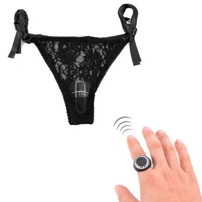 Calcinha de Renda com Cápsula Vibratória e Controle Remoto em Formato de Anel - 6,5 x 1,7 cm