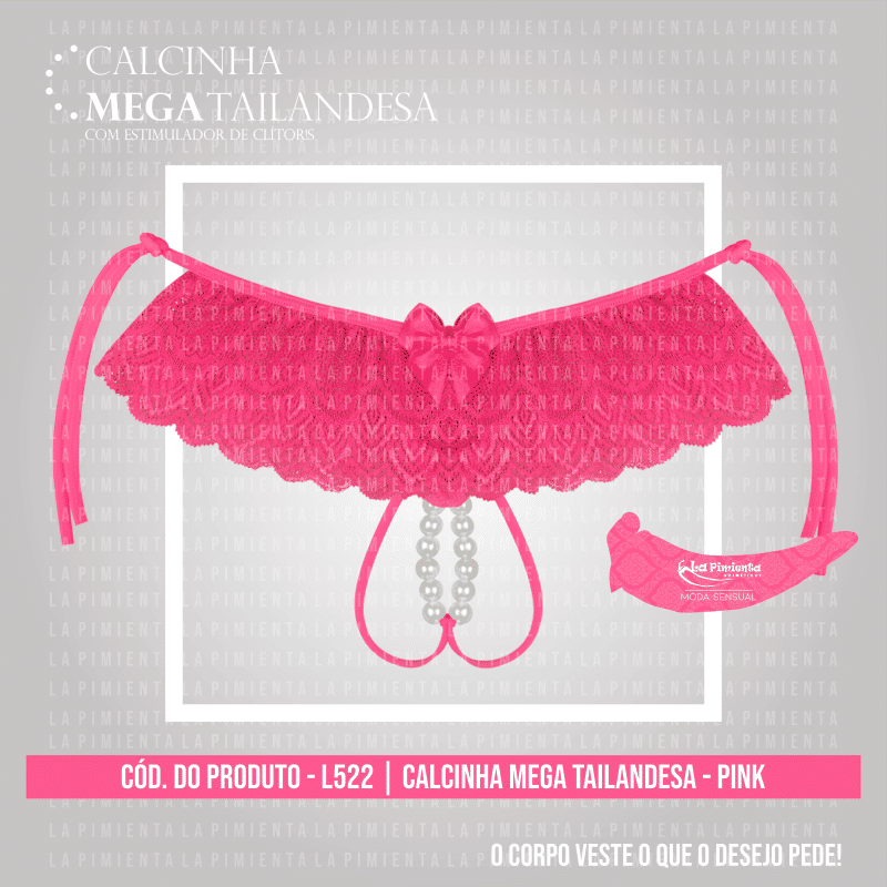 Calcinha Tailandesa em Renda e Tule com Estimulador Clitoriano em Pérolas  - La Pimienta Calcinha Mega Tailandesa - Tamanho Único | Disponível em 4 Cores - 3
