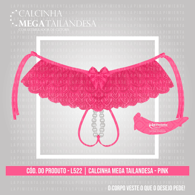 Foto 3 do produto Calcinha Tailandesa em Renda e Tule com Estimulador Clitoriano em Pérolas  - La Pimienta Calcinha Mega Tailandesa - Tamanho Único | Disponível em 4 Cores