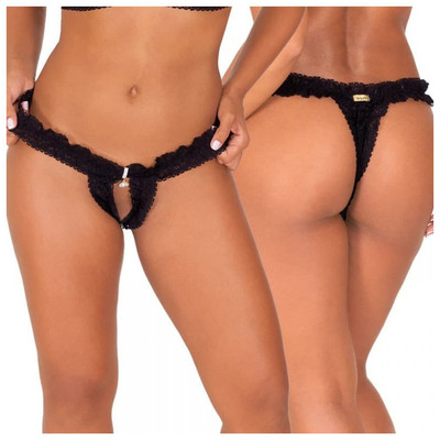 Foto 1 do produto Calcinha Tanga Mergulho em Renda e Abertura - Sensualle | Tamanho Único