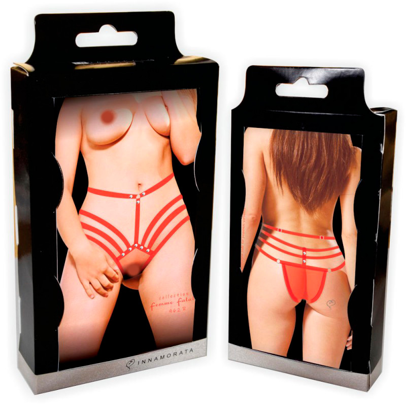 Calcinha em Tule com Tiras Estilo Strappy e Rebites - InNamorata Femme Fatale | Tamanho Único | Disponível em 3 Cores - 2