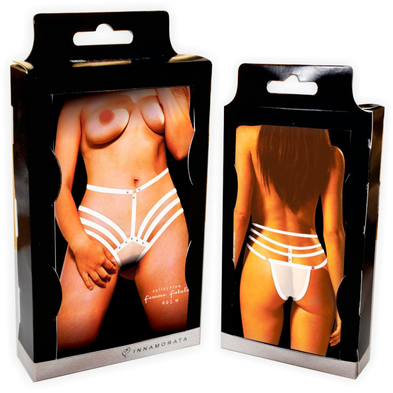 Calcinha em Tule com Tiras Estilo Strappy e Rebites - InNamorata Femme Fatale | Tamanho Único | Disponível em 3 Cores - 3