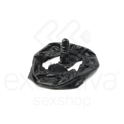 Calcinha em Vinil com Plug Anal em Formato de Pênis Realístico com Vibro Multivelocidade - 9 x 3 cm | Cor: Preto
