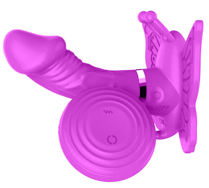 Dibe Camille - Estimulador Clitoriano Recarregável em Forma de Borboleta com Mini Pênis Penetrável, Rotativo, 20 Modos de Vibração e Controle Wireless | Cor: Roxo - 2