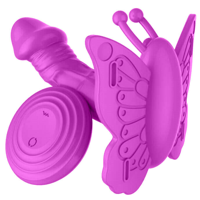 Dibe Camille - Estimulador Clitoriano Recarregável em Forma de Borboleta com Mini Pênis Penetrável, Rotativo, 20 Modos de Vibração e Controle Wireless | Cor: Roxo - 4