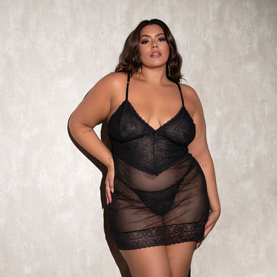 Camisola Sem Bojo com Tule Liso e Detalhes em Renda - Exclusiva Lingerie | Tamanho Plus Size | Disponível em 2 Cores