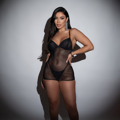 Foto 3 do produto Camisola em Tule Transparente com Amarração e Calcinha Fio - Exclusiva Lingerie | Disponível em 2 Cores e 4 Tamanhos