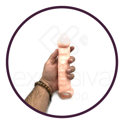 Foto 4 do produto Capa Peniana Extensora com Anel para Escroto em Silicone - Cannon Penis Extender | 22 x 4,1 cm