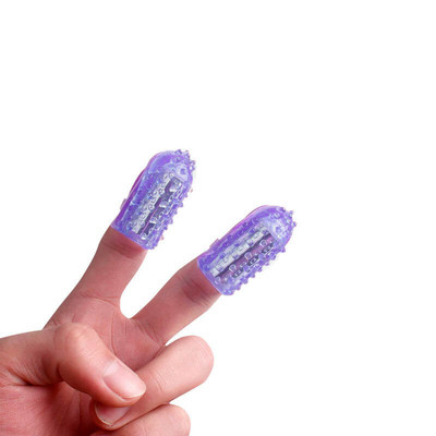 Capa para Dedo em Silicone com Cerdas Estimuladoras e Vibração Única - 4,4 x 2,4 cm | Cor: Roxo