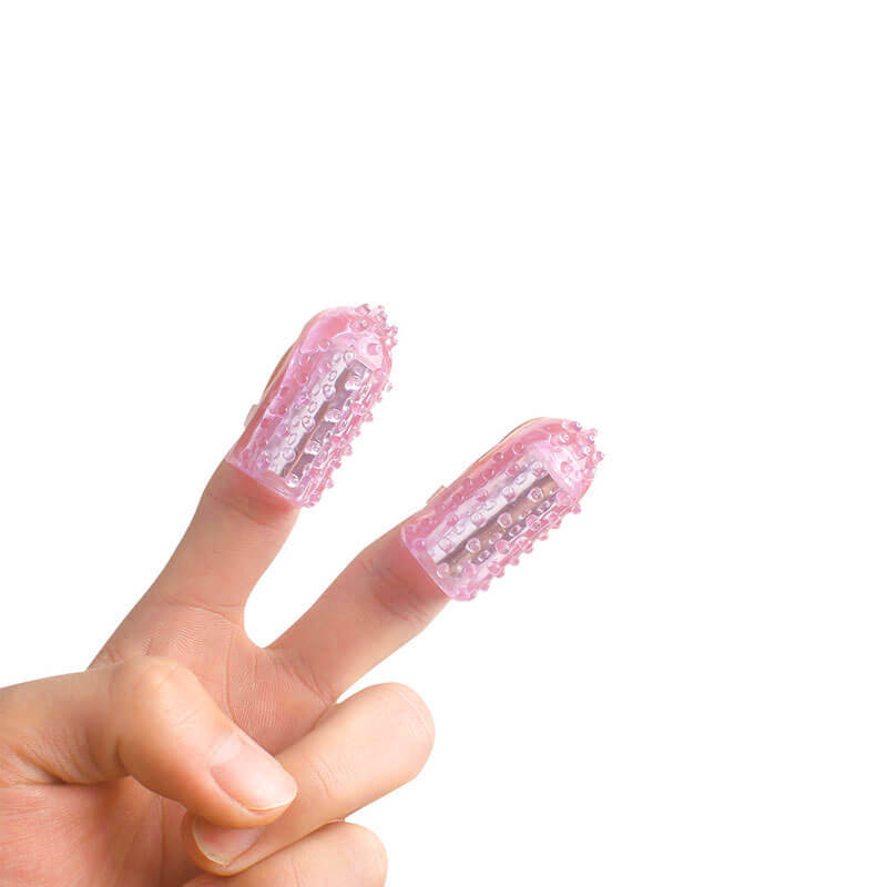 Capa para Dedo em Silicone com Cerdas Estimuladoras e Vibração Única - 4,4 x 2,4 cm | Cor: Rosa - 4