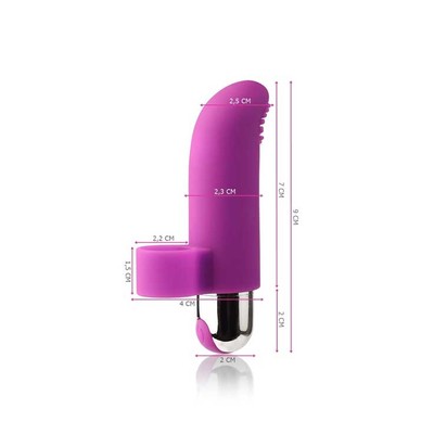 Foto 2 do produto Capa de Dedo em Silicone com Cerdas Massageadoras, Cápsula Vibratória Recarregável e 10 Modos de Vibração - Pleasure Dreams | 4,4 x 2,4 cm