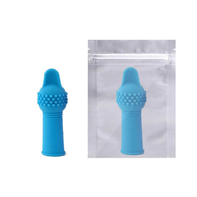 Foto 1 do produto Capa para Dedo em Silicone com Vibração Única - 7,1 x 2,3 cm | Cor: Azul