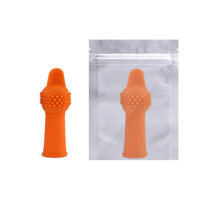 Foto 1 do produto Capa para Dedo em Silicone com Vibração Única - 7,1 x 2,3 cm | Cor: Laranja