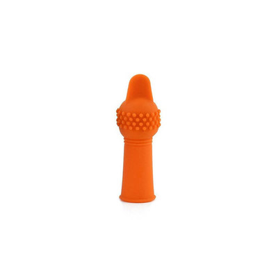 Foto 2 do produto Capa para Dedo em Silicone com Vibração Única - 7,1 x 2,3 cm | Cor: Laranja