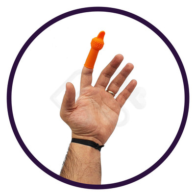 Foto 3 do produto Capa para Dedo em Silicone com Vibração Única - 7,1 x 2,3 cm | Cor: Laranja