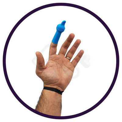 Foto 3 do produto Capa para Dedo em Silicone com Vibração Única - 7,1 x 2,3 cm | Cor: Azul