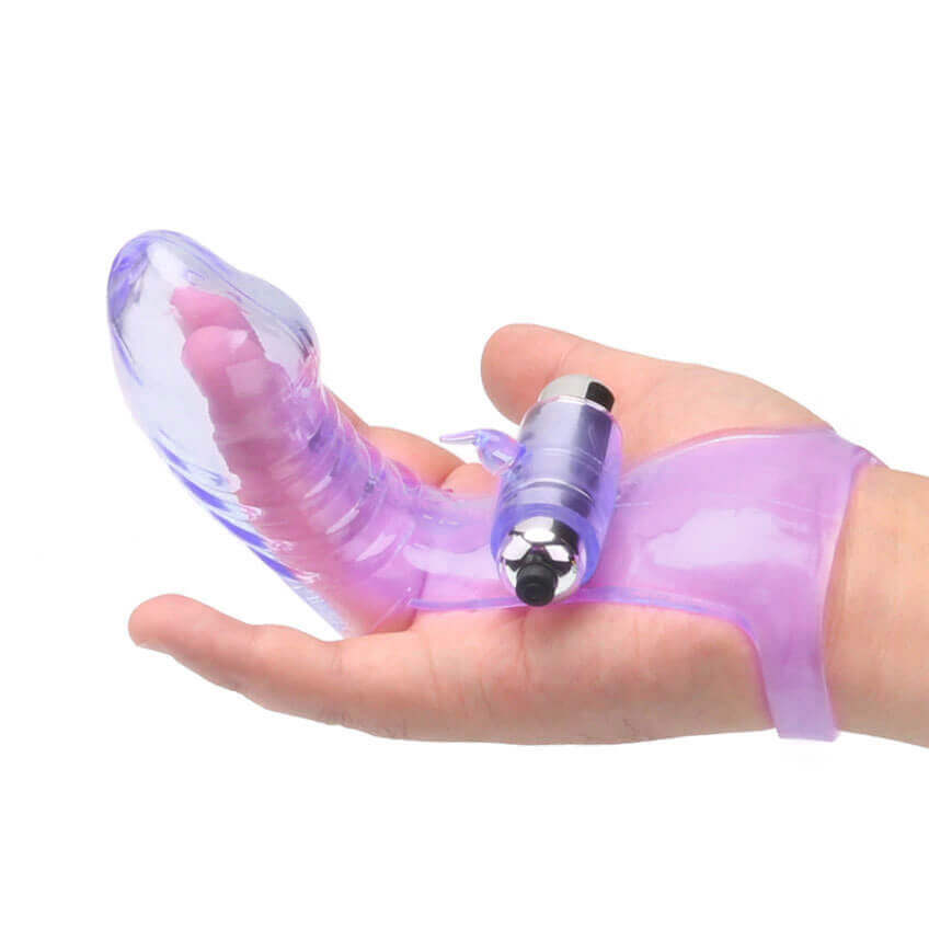 Capa para Dedos em TPR com Estimulador de Clitóris e Cápsula Vibratória - 9,4 x 3,9 cm | Disponível em 4 Cores - 9