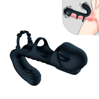 Foto 3 do produto Capa Peniana Recarregável com 2 Motores, Estimulador de Clitóris, 7 Modos de Vibração e Controle Remoto Sem Fio - Vibrating Cock Ring | 15 x 3 cm